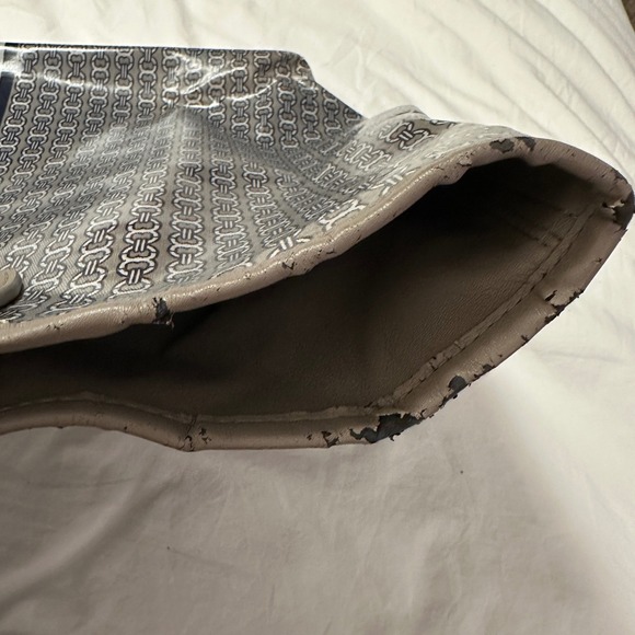 Tory Burch Gemini Link Canvas Tote French Gray Navy Stripe Large Shopper AS IS - Picture 16 of 16